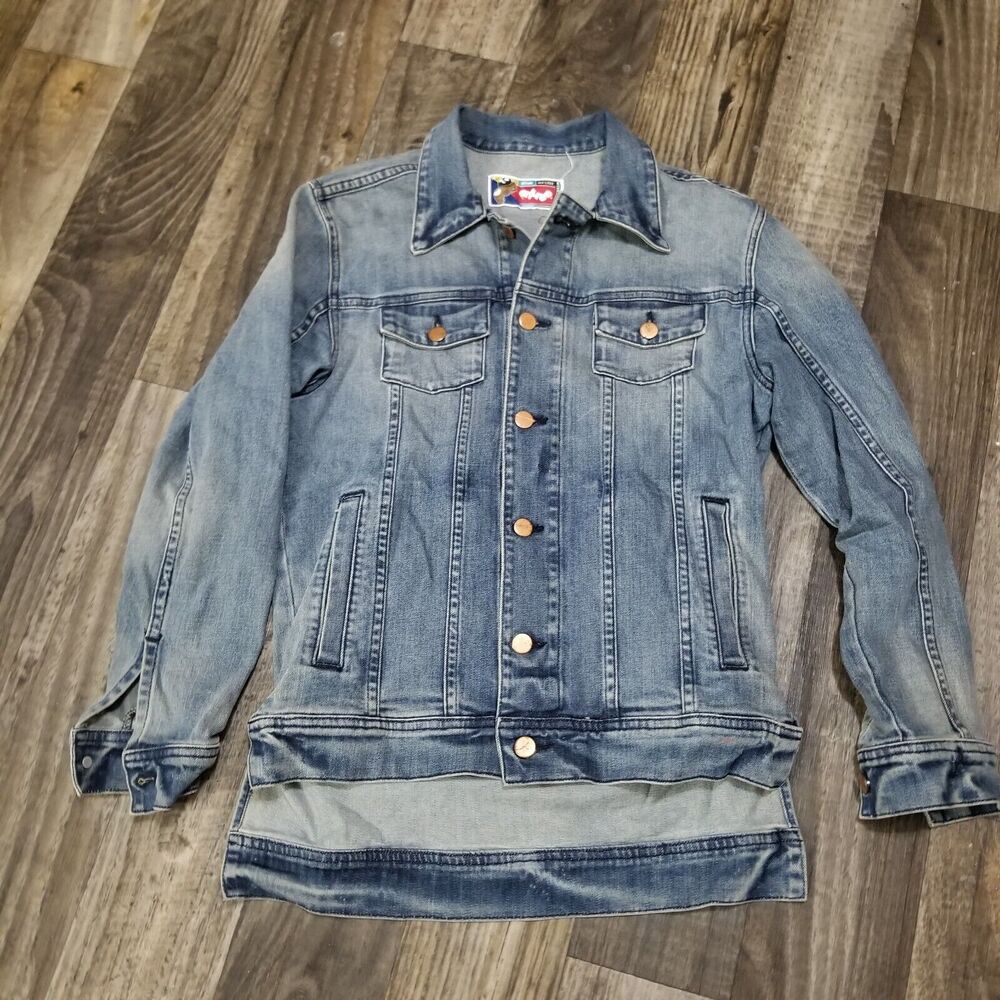 Entree LS Misunderstood Teddy Denim Jacket USA Flag‎ Olympics Medium Womens